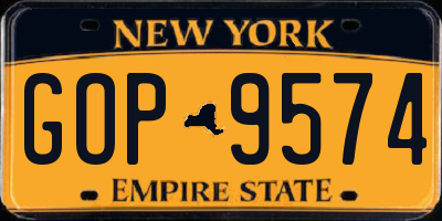 NY license plate GOP9574