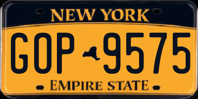NY license plate GOP9575