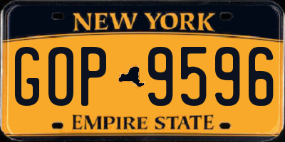 NY license plate GOP9596