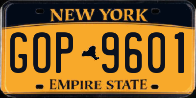 NY license plate GOP9601