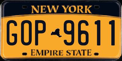 NY license plate GOP9611