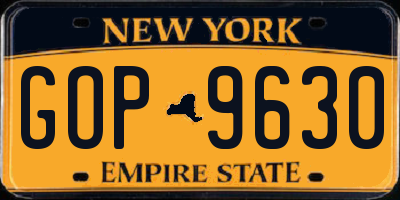 NY license plate GOP9630