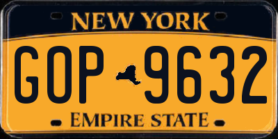 NY license plate GOP9632