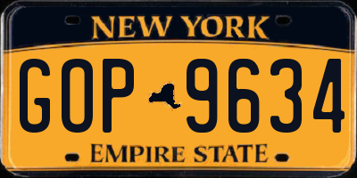 NY license plate GOP9634