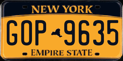 NY license plate GOP9635