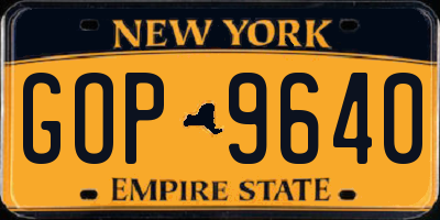 NY license plate GOP9640