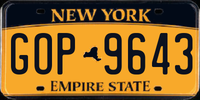 NY license plate GOP9643