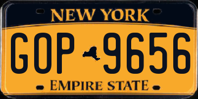 NY license plate GOP9656