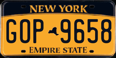 NY license plate GOP9658
