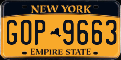 NY license plate GOP9663