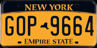 NY license plate GOP9664