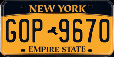 NY license plate GOP9670