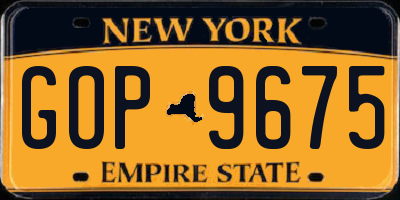 NY license plate GOP9675