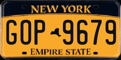 NY license plate GOP9679
