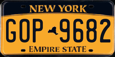 NY license plate GOP9682