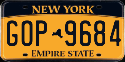 NY license plate GOP9684