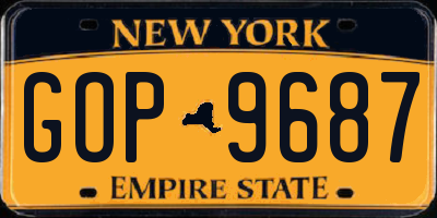 NY license plate GOP9687