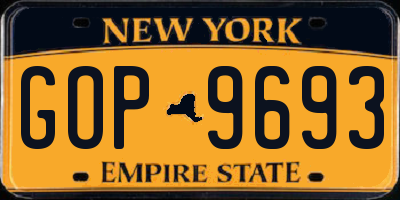 NY license plate GOP9693