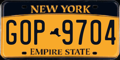 NY license plate GOP9704