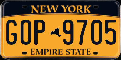 NY license plate GOP9705