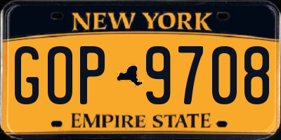 NY license plate GOP9708