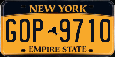 NY license plate GOP9710