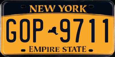 NY license plate GOP9711