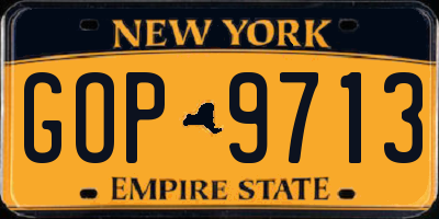 NY license plate GOP9713