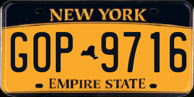 NY license plate GOP9716