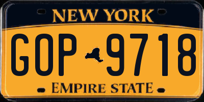 NY license plate GOP9718