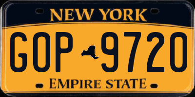 NY license plate GOP9720