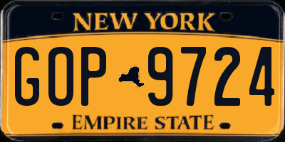 NY license plate GOP9724