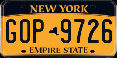 NY license plate GOP9726