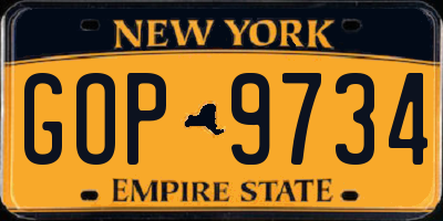 NY license plate GOP9734