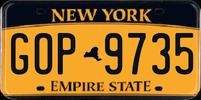 NY license plate GOP9735