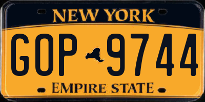 NY license plate GOP9744
