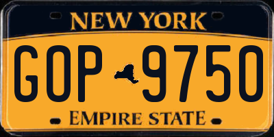 NY license plate GOP9750