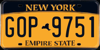 NY license plate GOP9751