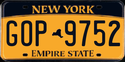 NY license plate GOP9752