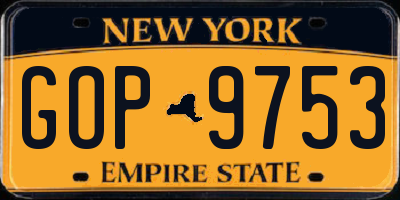 NY license plate GOP9753