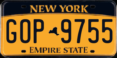 NY license plate GOP9755