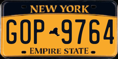 NY license plate GOP9764