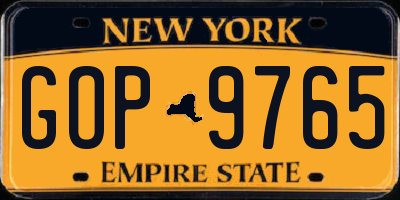 NY license plate GOP9765
