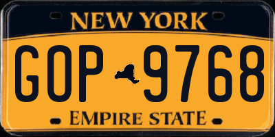 NY license plate GOP9768