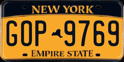 NY license plate GOP9769