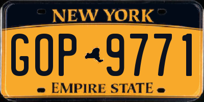 NY license plate GOP9771