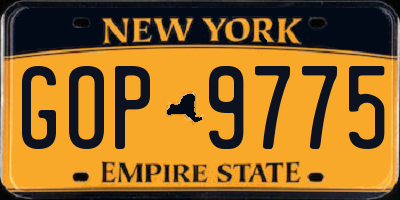 NY license plate GOP9775