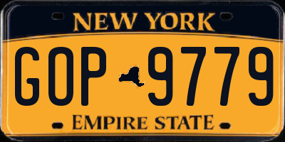 NY license plate GOP9779