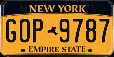 NY license plate GOP9787