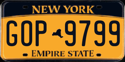 NY license plate GOP9799